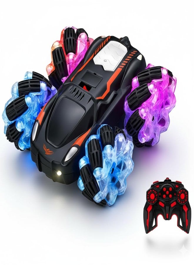 ستوريو سيارة ستوريو قابلة لإعادة الشحن رباعية الدفع تعمل بجهاز تحكم عن بعد | سيارة دفع رباعي ثنائية الجوانب تدور 360 درجة | مركبة قتالية عالية السرعة للطرق الوعرة | لعبة حركات بهلوانية مقاومة للسقوط للأطفال والبالغين - Image 1